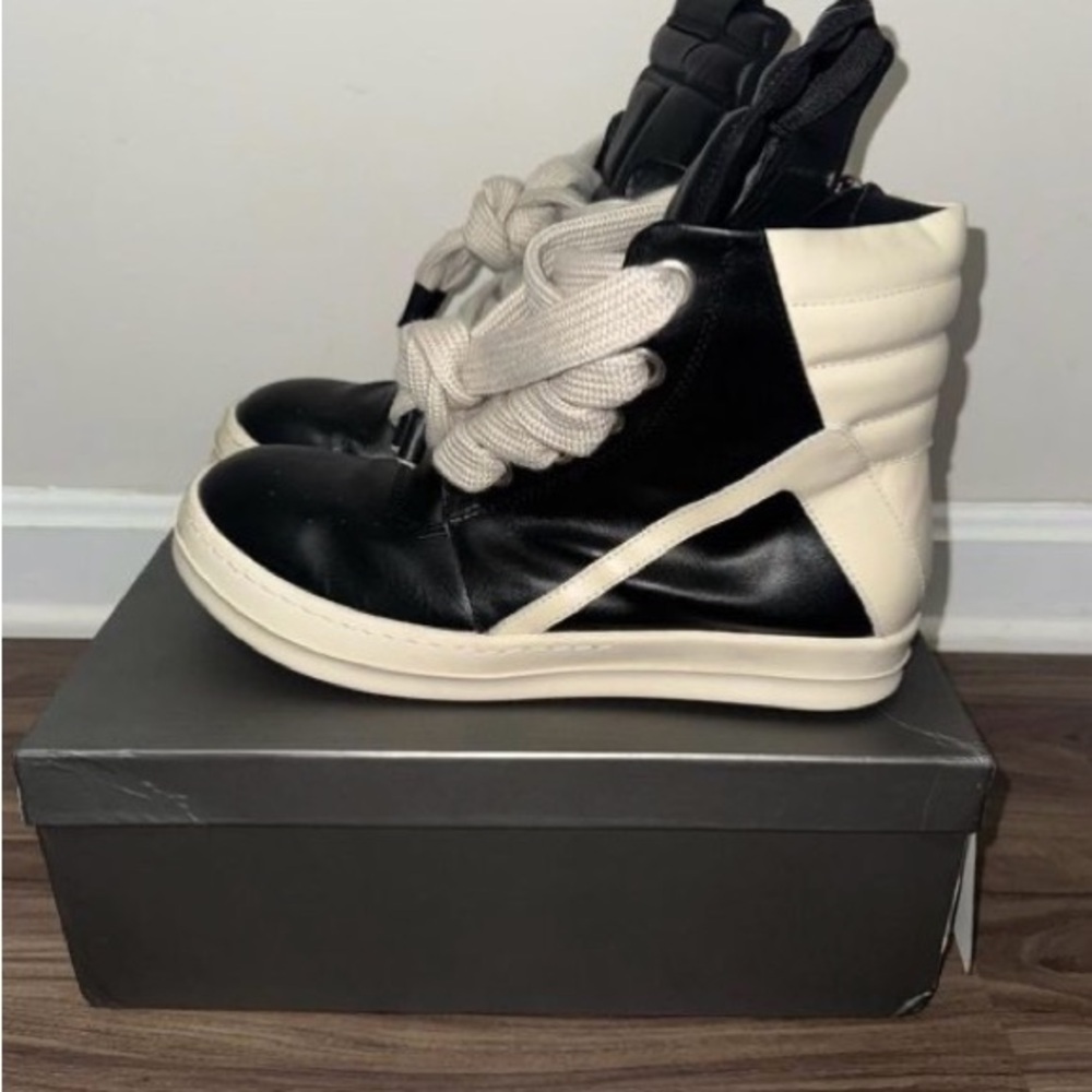 Rick Owens Black and White Men's Boots